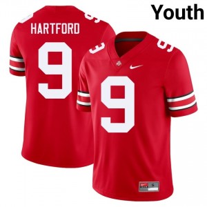 OSU Buckeyes Malik Hartford #9 Scarlet Youth Player Jersey | Genuine Stitch Football Uniform 85983942