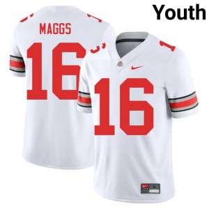 White #16 Mason Maggs Youth Embroidery Jersey | Ohio State Classic College Football Edition 74386538
