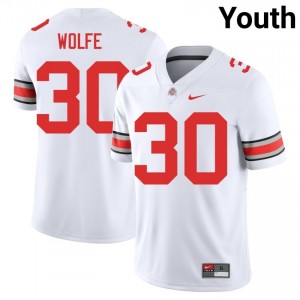 White #30 Preston Wolfe Youth Stitched Jersey | Ohio State Moisture Wicking University Football Edition 23592171
