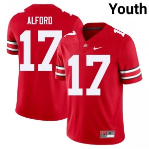 OSU Buckeyes Tarvos Alford #17 Scarlet Youth University Jersey | Iconic Stitched Football Uniform 20287947