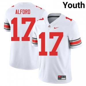 White #17 Tarvos Alford Youth Embroidery Jersey | Ohio State Essential College Football Edition 54301685