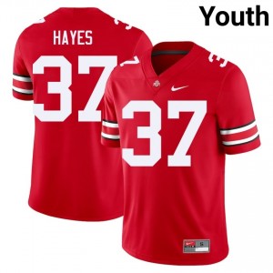 OSU Buckeyes Zach Hayes #37 Scarlet Youth College Jersey | Moisture Wicking Embroidery Football Uniform 78268226