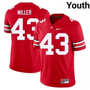 OSU Buckeyes Amar'e Miller #43 Scarlet Youth College Jersey | Moisture Wicking Embroidery Football Uniform 93161030