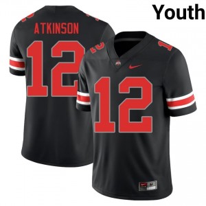 Buckeyes Beau Atkinson #12 Black Youth University Jersey | Moisture Wicking Stitched Football Uniform 50037366