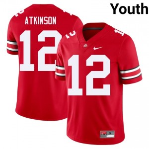OSU Buckeyes Beau Atkinson #12 Scarlet Youth NCAA Jersey | Exclusive Stitched Football Uniform 69734693