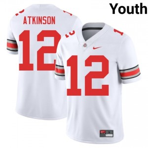White #12 Beau Atkinson Youth Stitch Jersey | Ohio State Pro Cut Player Football Edition 65561800