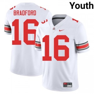 White #16 Blaine Bradford Youth Embroidery Jersey | Ohio State Durable High School Football Edition 97628788