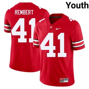 OSU Buckeyes Braxton Rembert #41 Scarlet Youth University Jersey | Genuine Stitched Football Uniform 58227145