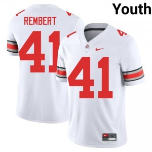 White #41 Braxton Rembert Youth Embroidery Jersey | Ohio State Elite College Football Edition 26054125