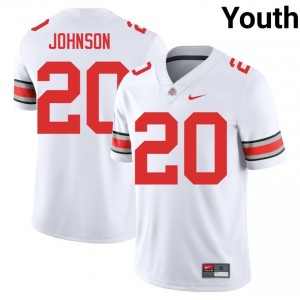 White #20 Cincere Johnson Youth Stitch Jersey | Ohio State Premium Player Football Edition 56438049