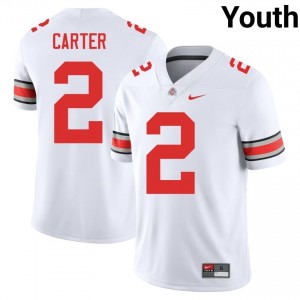 White #2 Cris Carter Youth Embroidery Jersey | Ohio State Durable College Football Edition 47311777