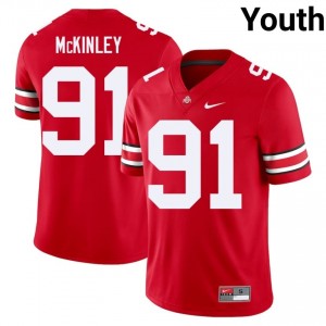 OSU Buckeyes Darryus McKinley #91 Scarlet Youth High School Jersey | Pro-Grade Embroidery Football Uniform 30516759