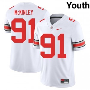 White #91 Darryus McKinley Youth Stitched Jersey | Ohio State Genuine University Football Edition 74454081