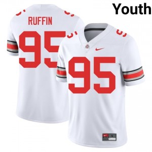 White #95 Emanuel Ruffin Youth Embroidery Jersey | Ohio State Premium College Football Edition 38741700