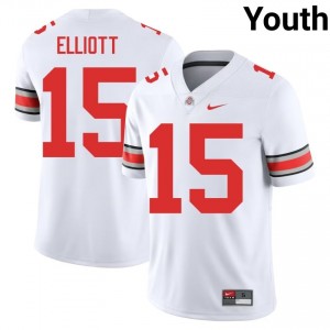 White #15 Ezekiel Elliott Youth Stitch Jersey | Ohio State Authentic Player Football Edition 62054244
