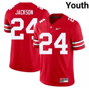 OSU Buckeyes Ja'Kobi Jackson #24 Scarlet Youth University Jersey | Classic Stitched Football Uniform 25689183