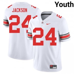 White #24 Ja'Kobi Jackson Youth Embroidery Jersey | Ohio State Moisture Wicking College Football Edition 24054452