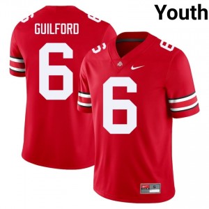 OSU Buckeyes Jerquaden Guilford #6 Scarlet Youth High School Jersey | Durable Embroidery Football Uniform 91442928