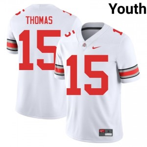 White #15 Jordan Thomas Youth Stitch Jersey | Ohio State Genuine Player Football Edition 19993790
