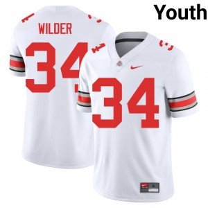 White #34 Khary Wilder Youth Stitch Jersey | Ohio State Gameday Player Football Edition 51127633