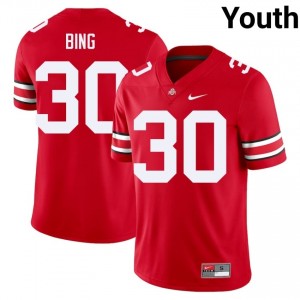 OSU Buckeyes Khmari Bing #30 Scarlet Youth High School Jersey | Limited Embroidery Football Uniform 53010727