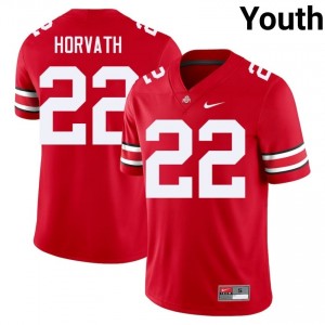 OSU Buckeyes Les Horvath #22 Scarlet Youth NCAA Jersey | Officially Licensed Stitched Football Uniform 86149180