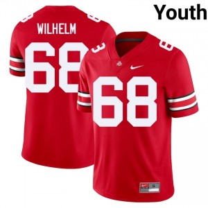 OSU Buckeyes Mason Wilhelm #68 Scarlet Youth High School Jersey | Essential Embroidery Football Uniform 81740508