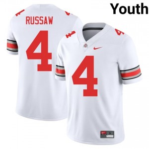 White #4 Qua Russaw Youth Stitch Jersey | Ohio State Fresh Player Football Edition 97615174
