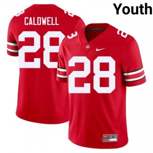 OSU Buckeyes Simeon Caldwell #28 Scarlet Youth NCAA Jersey | Fresh Stitched Football Uniform 52351724