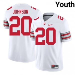 Cincere Johnson #20 White Youth Stitch Jersey | Officially Licensed OSU Buckeyes 2026 University Football Gear 10357301