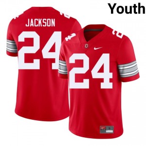 Scarlet #24 Ja'Kobi Jackson Youth Embroidery 2026 Jersey | Ohio State Limited Player Football Edition 84939607